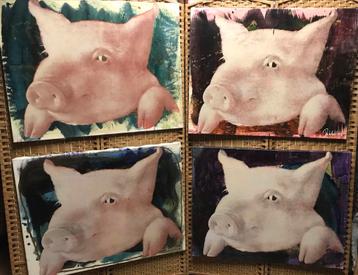 Biggetjes van schilderij Peter  Donkersloot beschikbaar voor biedingen