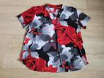 T-shirt met rood zwart grijze bloemenprint maat XL ~ TH0031, Maat 46/48 (XL) of groter, Ophalen of Verzenden, Zo goed als nieuw