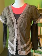 Leuke blouse / bruin met kant / katoen / maat 38, Maat 38/40 (M), Ophalen of Verzenden, Bruin