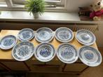 Vintage Blauwe Borden Set (9 stuks), Ophalen of Verzenden