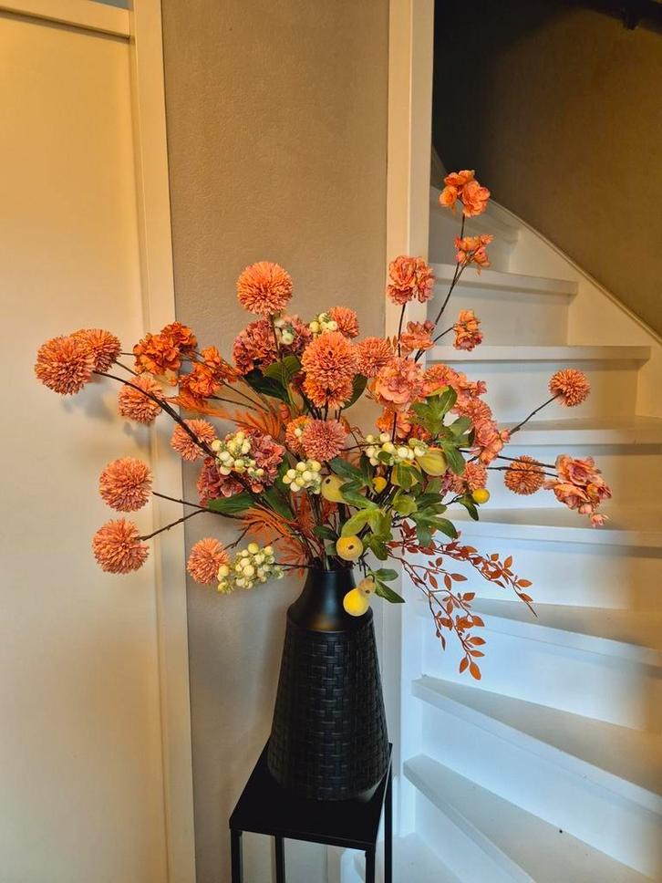 Groot xxl winters herfst boeket zijden bloemen ex vaas, Huis en Inrichting, Woonaccessoires | Kunstplanten en Kunstbloemen, Nieuw