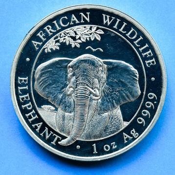 1 oz zilveren somalische olifant beschikbaar voor biedingen