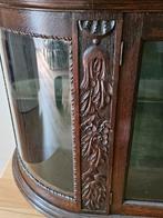 Oude Eiken Showkast met Gebogen Glas, Antiek en Kunst, Ophalen