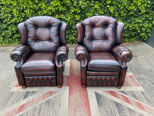 2 x Chesterfield Springvale Suzanne Relax Fauteuils, Huis en Inrichting, Fauteuils, Gebruikt, Hout, Leer, 100 tot 125 cm, 75 tot 100 cm