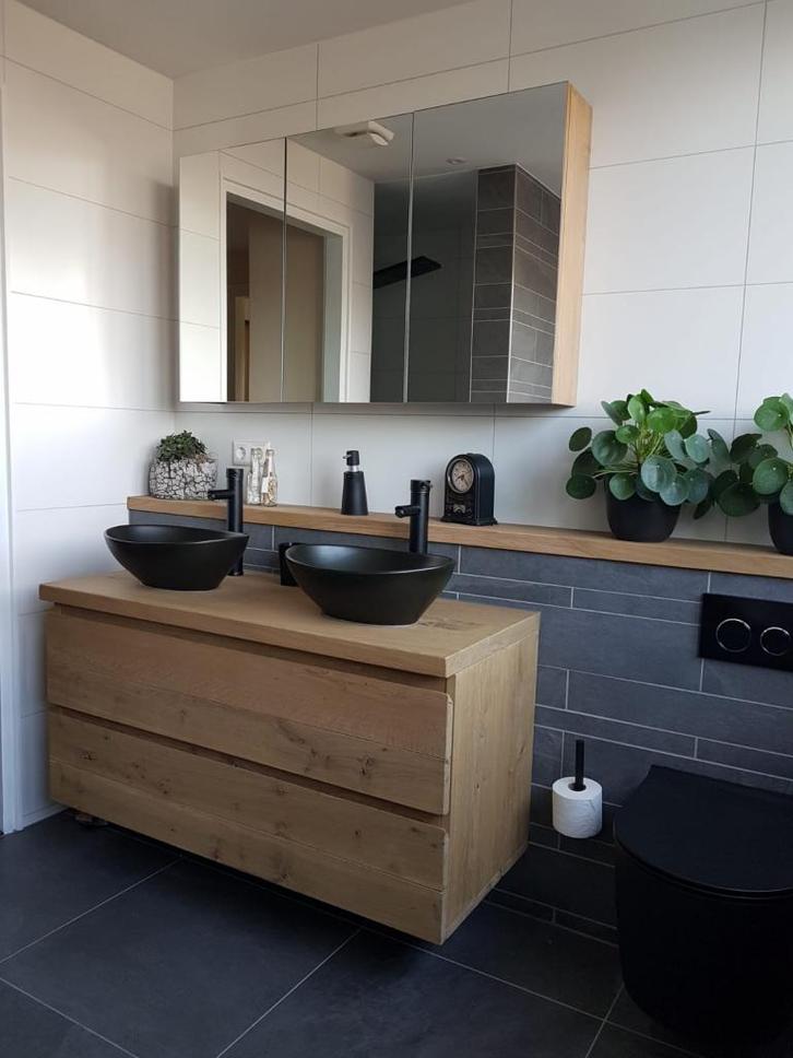 Badmeubel KWALITEIT - Eikenhout MAATWERK, Huis en Inrichting, Badkamer | Badkamermeubels, Nieuw, Wastafelkast, Minder dan 100 cm