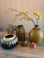 Okergele accessoires / vazen & kunstbloemen - als nieuw!, Ophalen, Geel, Aardewerk of Porselein, Zo goed als nieuw