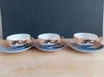 3 Japanse kop en schotels van eierschaal porselein, Antiek en Kunst, Antiek | Porselein, Ophalen of Verzenden
