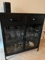 Stijlvolle zwarte metalen vitrinekast, Ophalen, 50 tot 100 cm, Zo goed als nieuw, Minder dan 100 cm