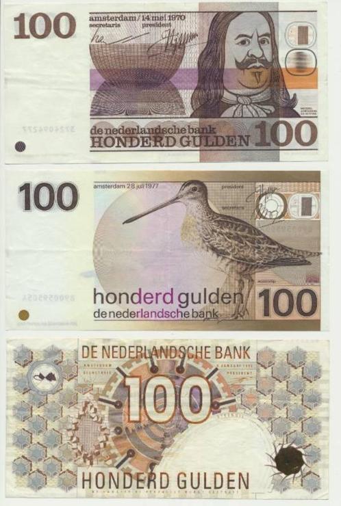 Nederland set 100 Gulden Ruyter, Snip en Steenuil, Postzegels en Munten, Bankbiljetten | Nederland, Setje, 100 gulden, Ophalen of Verzenden