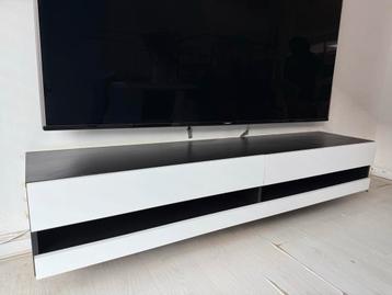 Zwevend TV Meubel Zwart Wit 180 cm