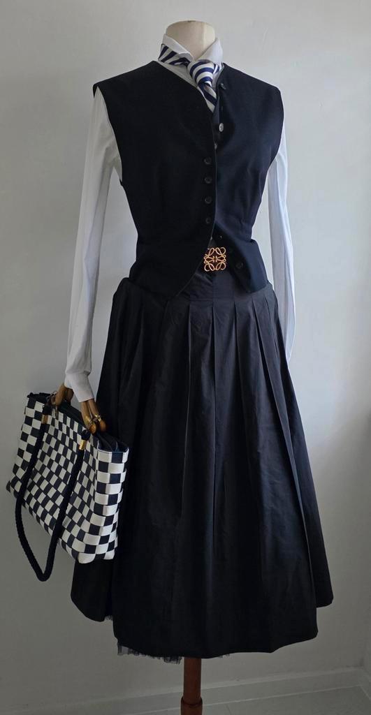 Pauw plooirok donkerblauw 40/42, Kleding | Dames, Rokken, Zo goed als nieuw, Maat 42/44 (L), Blauw, Onder de knie, Verzenden