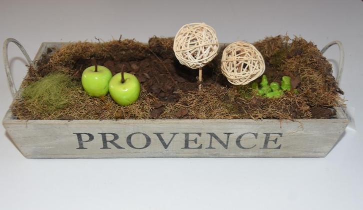 Brocante houten plantenbak + decoratie Provence bloembak, Tuin en Terras, Bloembakken en Plantenbakken, Zo goed als nieuw, Hout