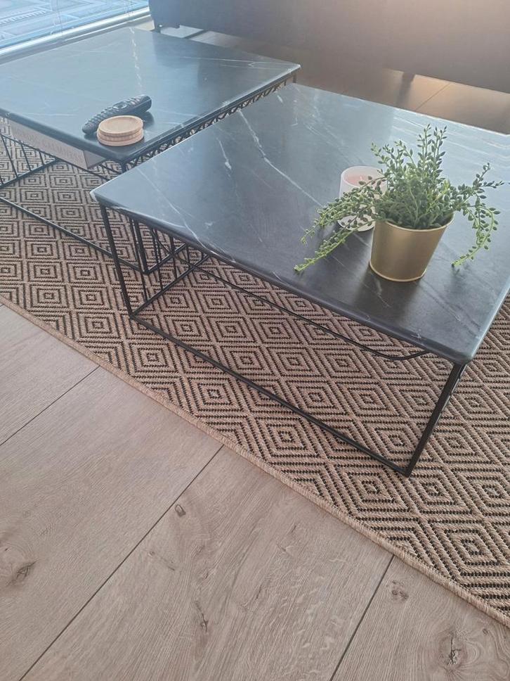 Zwart marmeren salontafels - zo goed als nieuw, Huis en Inrichting, Tafels | Salontafels, Zo goed als nieuw, Minder dan 50 cm