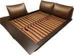 Ligne Roset Peter Maly design bed, Modern design, Bruin, Tweepersoons, Ophalen of Verzenden
