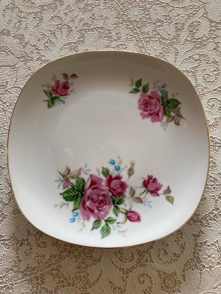 Petit four set met rozenmotief, Antiek en Kunst, Curiosa en Brocante, Ophalen of Verzenden