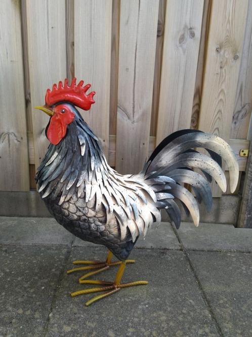 Metalen decoratie haan groot, Tuin en Terras, Tuinbeelden, Nieuw, Dierenbeeld, Metaal, Ophalen of Verzenden