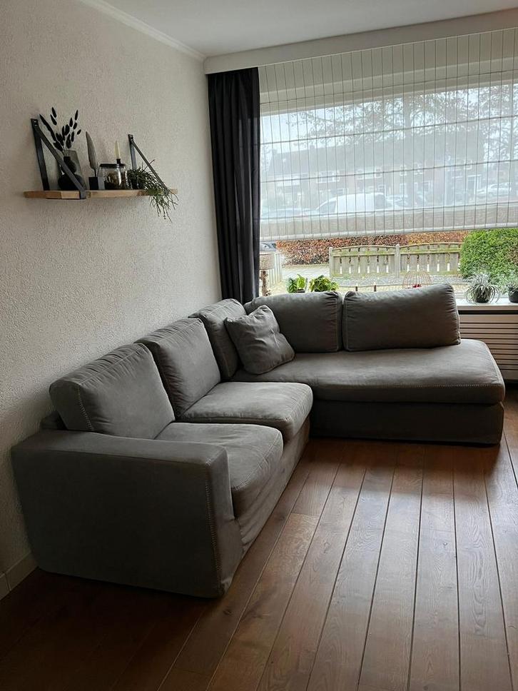 Licht grijze hoekbank, Huis en Inrichting, Banken | Bankstellen, Gebruikt, Hoekbank, Vierpersoons of meer, Stof, Ophalen