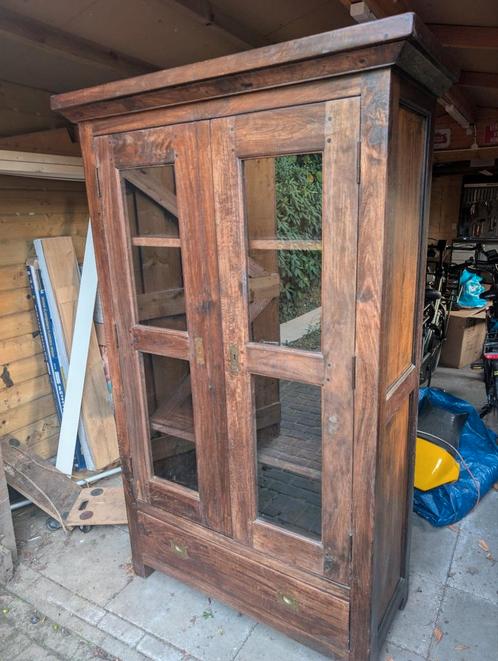 Prachtige koloniale kast, Huis en Inrichting, Kasten | Vitrinekasten, Gebruikt, 150 tot 200 cm, 100 tot 150 cm, 25 tot 50 cm, Met lade(s)