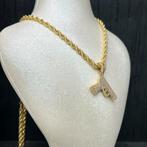 14k gouden ketting rope met pistool hanger, Ophalen of Verzenden, Nieuw, Goud