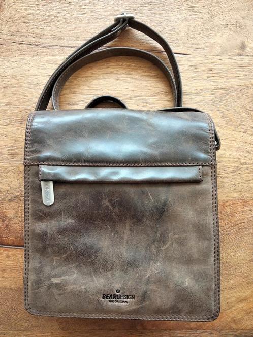 Leren schoudertas, merk Beardesign, Sieraden, Tassen en Uiterlijk, Tassen | Schoudertassen, Zo goed als nieuw, Bruin, Ophalen