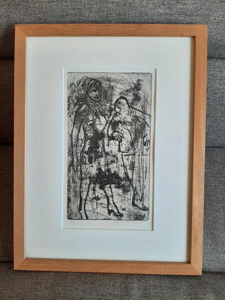 Jan Bezemer, originele ets, Vrouw en man, gesigneerd, 1964, Antiek en Kunst, Kunst | Etsen en Gravures, Ophalen