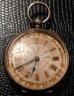 Peachtig Antiek .935 Zilver Zakhorloge uit ca 1860, Antiek en Kunst, Antiek | Klokken, Ophalen of Verzenden