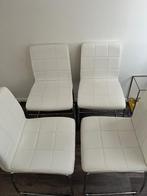 4 eettafel stoelen, Huis en Inrichting, Stoelen, Ophalen, Gebruikt, Wit, Leer