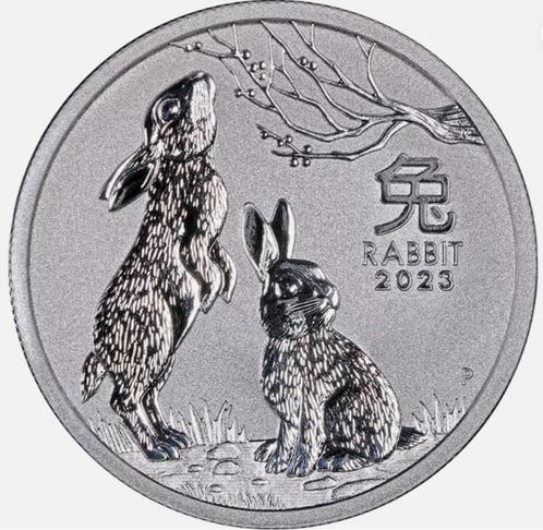 20x zilveren munt 1/2 OZ, lunar 3 rabbit 2023/SCHERPE PRIJS, Postzegels en Munten, Edelmetalen en Baren, Zilver, Ophalen