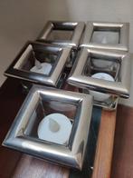 Zware glazen waxinelichtjes, met zilverkleurige rand, Huis en Inrichting, Woonaccessoires | Kandelaars en Kaarsen, Ophalen of Verzenden