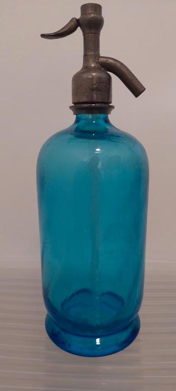 Prachtige antieke Franse blauwe glazen vintage sodafles. beschikbaar voor biedingen