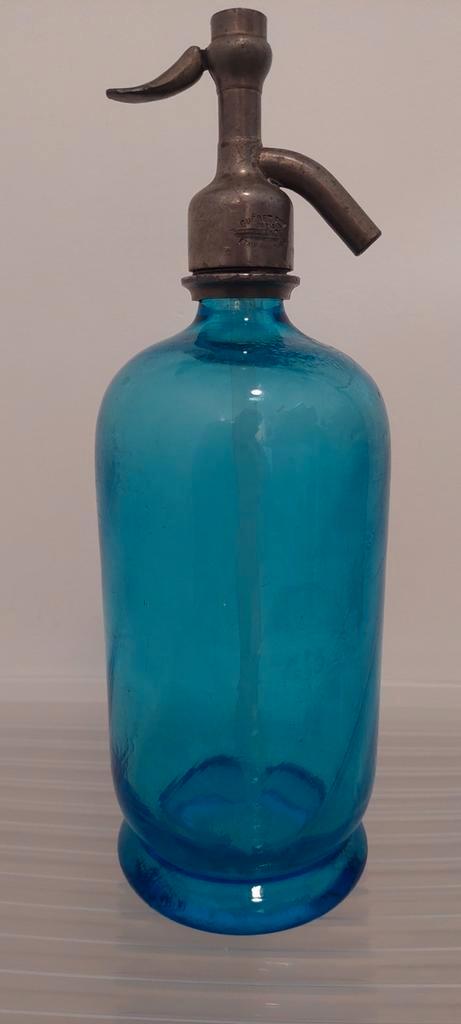 Prachtige antieke Franse blauwe glazen vintage sodafles., Antiek en Kunst, Antiek | Overige Antiek, Ophalen of Verzenden