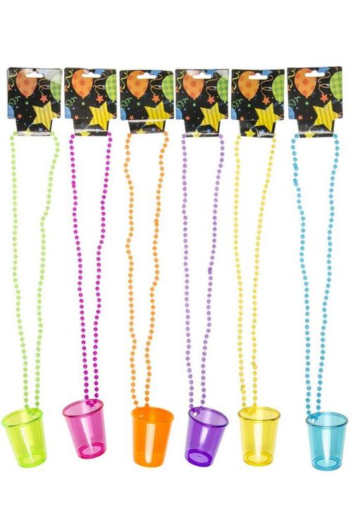 CARNAVAL - shotjes - glas - glazen aan ketting - plastic sho, Hobby en Vrije tijd, Feestartikelen, Nieuw, Feestartikel, Carnaval