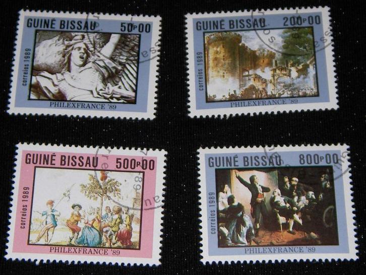 Postzegels Guiné Bissau Franse Revolutie 1989, Postzegels en Munten, Postzegels | Afrika, Gestempeld, Guinee, Ophalen of Verzenden