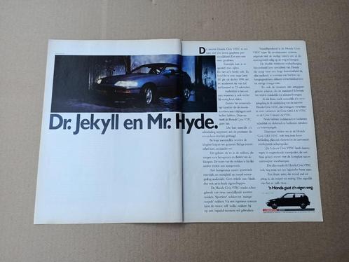 Reclame (uit oud tijdschrift) Honda CRX/ Civic (1990), Verzamelen, Automerken, Motoren en Formule 1, Verzenden