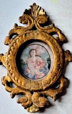Madonna en kind , tekening 18e eeuw in vergulde lijst, Antiek en Kunst, Antiek | Religie, Verzenden
