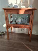 Houten theekastje met Glas, Huis en Inrichting, Ophalen, 25 tot 50 cm, Glas, 50 tot 100 cm