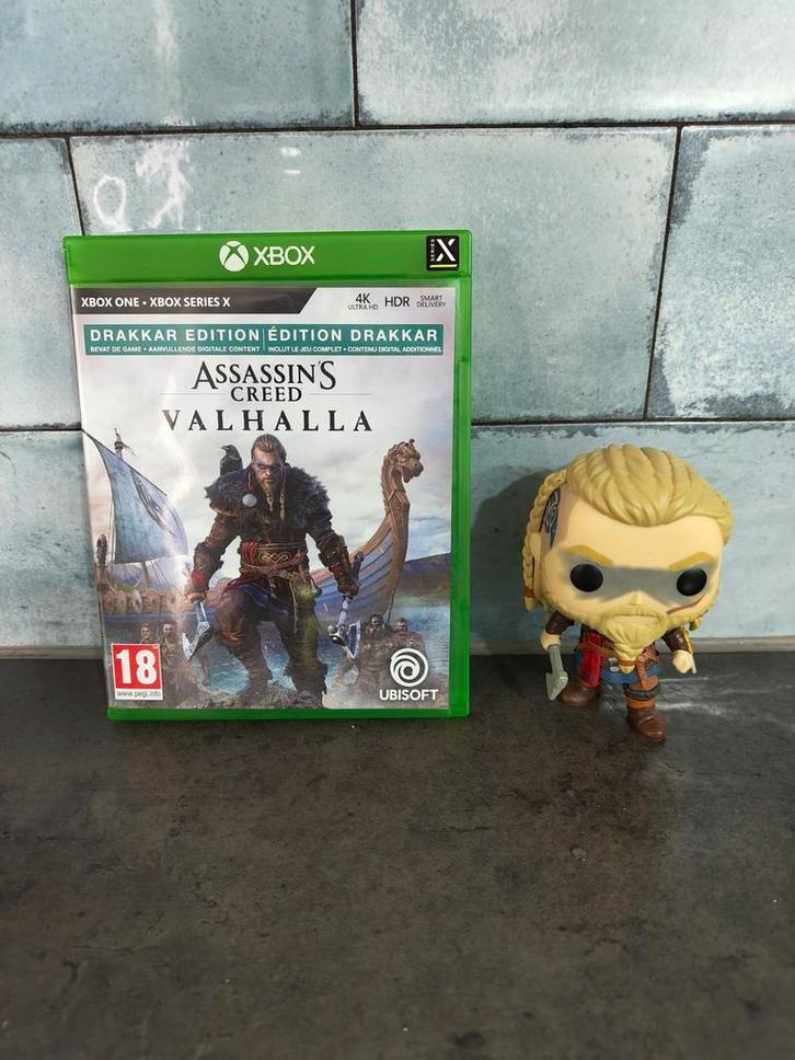 Assassin's Creed Valhalla Xbox + Funko Pop, Spelcomputers en Games, Games | Xbox One, Gebruikt, Avontuur en Actie, 1 speler, Vanaf 18 jaar