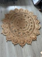 BOHO style Jute vloer- of wandkleed rond, opengewerkt 126 cm, Ophalen, Rond, Zo goed als nieuw, Beige
