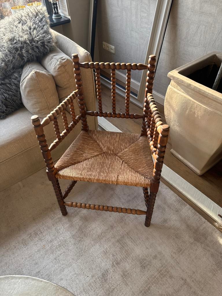 Vintage Spijlenstoel met Rietzitting, Ophalen of Verzenden
