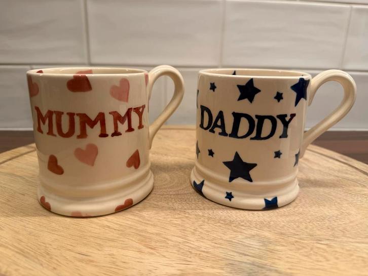 Emma Bridgewater Mummy & Daddy Mokken 1/2 pint, Huis en Inrichting, Keuken | Servies, Zo goed als nieuw, Kop(pen) en/of Schotel(s)