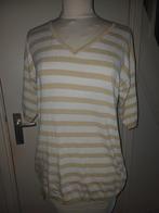 Offwhite gestreepte V-hals trui - Maat M, Maat 38/40 (M), Beige, Nieuw, Ophalen of Verzenden