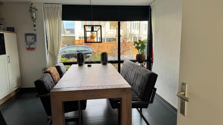 Robuste eiken eetkamertafel, Huis en Inrichting, Tafels | Eettafels, Zo goed als nieuw, 100 tot 150 cm, 200 cm of meer, Vijf personen of meer