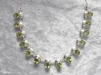 Mooi Zilveren Collier met Peridot, Verzenden, Zilver, Ketting, Met edelsteen