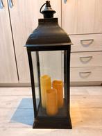 Lataarn met 3 kaarsen op ledverlichting, Tuin en Terras, Buitenverlichting, Kunststof, Staande lamp, Batterij, Ophalen of Verzenden