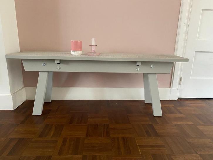 Ikea x Piet Hein Eek Industriell bankje, Huis en Inrichting, Stoelen, Gebruikt, Eén, Hout, Grijs, Ophalen