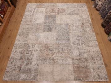 Vintage handgeknoopt oosters tapijt patchwork 250x202