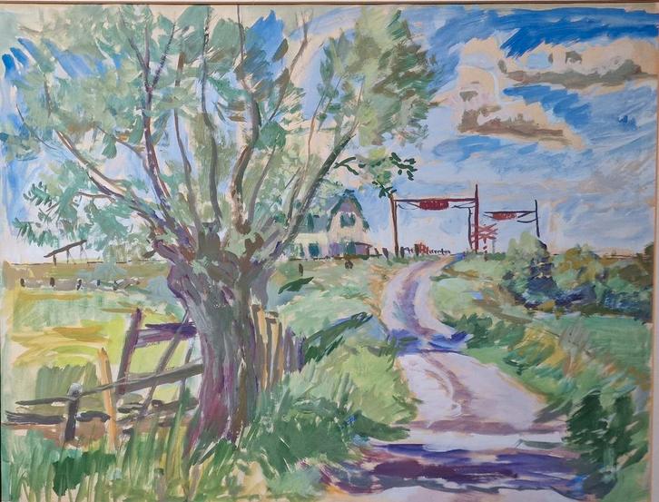 Gouache van Erik Bauknecht (1929-1993), Groninger Ploeg, Antiek en Kunst, Kunst | Schilderijen | Klassiek, Ophalen of Verzenden