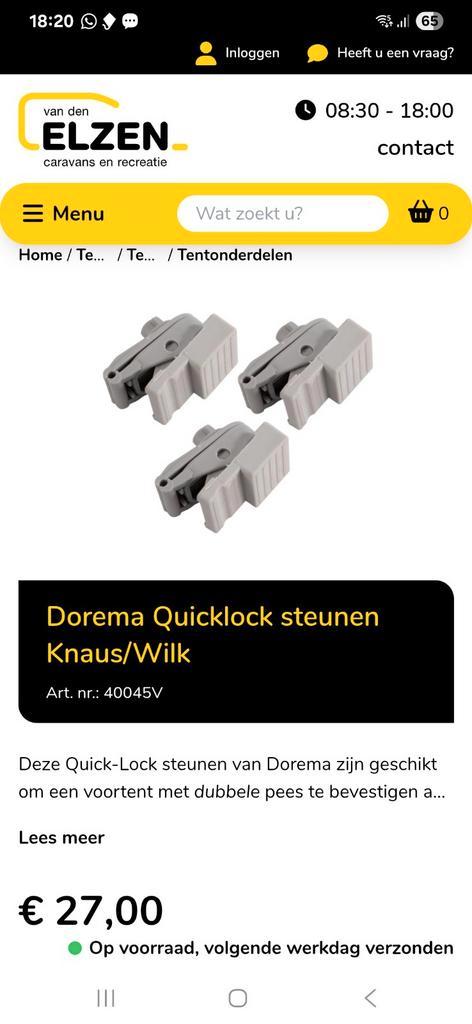 Dorema Quick Lock Steunen Knaus/Wilk Caravan ongebruikt!!, Caravans en Kamperen, Caravan accessoires, Zo goed als nieuw, Ophalen of Verzenden