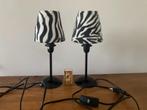 Twee tafellampjes schemerlampjes met zebra lampenkapjes, Ophalen of Verzenden, Zo goed als nieuw