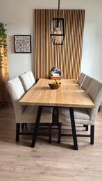 6 stijlvolle gestoffeerde eetkamerstoelen van De Bommel, Huis en Inrichting, Stoelen, Ophalen, Zo goed als nieuw, Stof